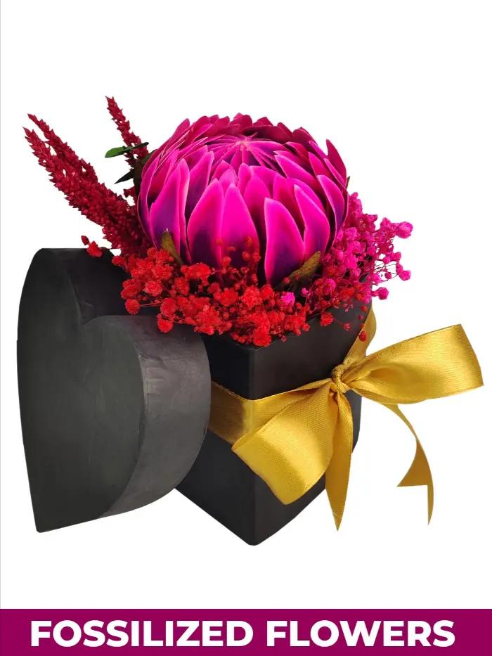 King Protea Fossilized Flower Box Luxury Preserved Flower Gift Delivery Cavite