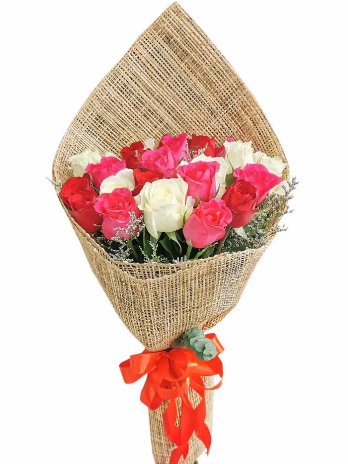 24 Pcs Mixed Rose Bouquet - Fresh Mixed Roses for Metro Manila Delivery