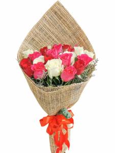 24 Pcs Mixed Rose Bouquet - Fresh Mixed Roses for Metro Manila Delivery